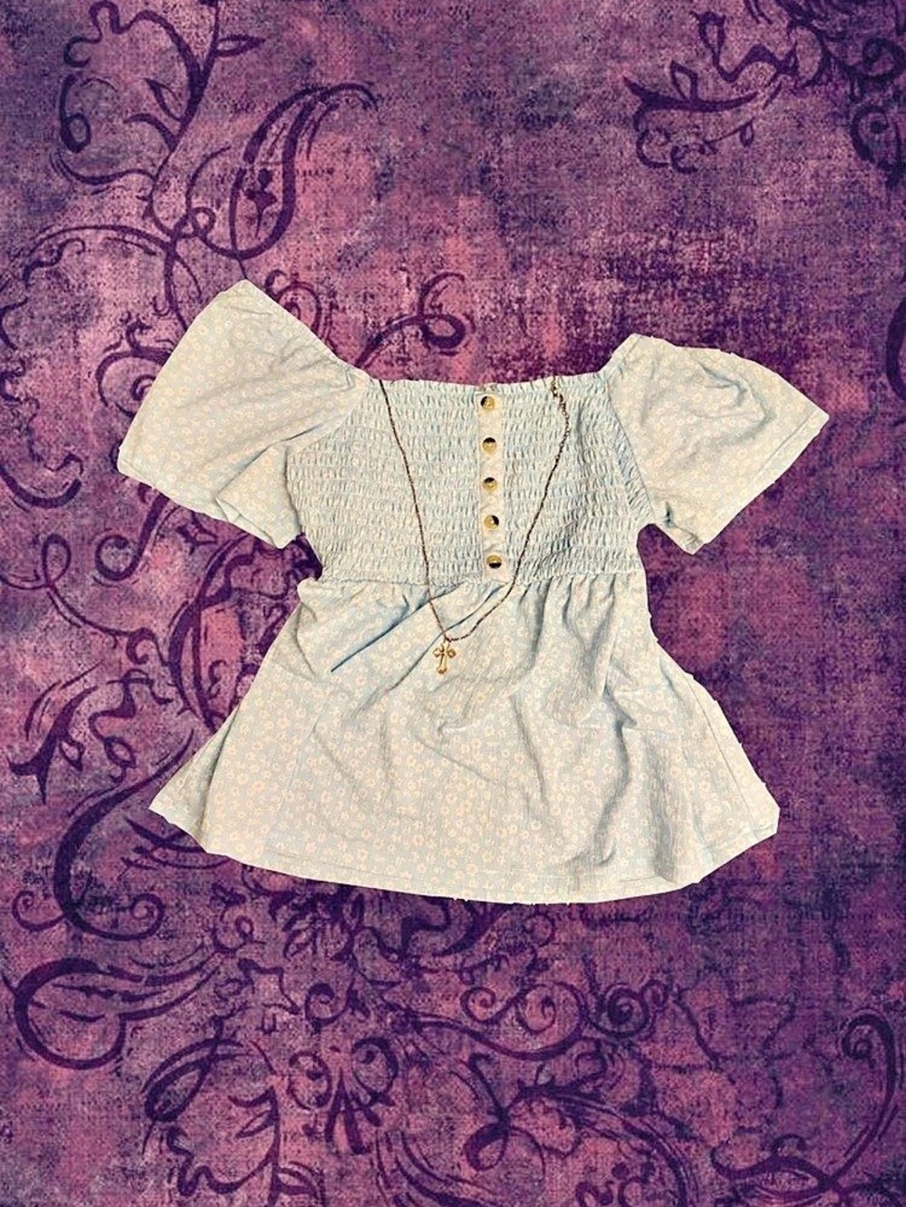 Y2k baby blue babydoll top
